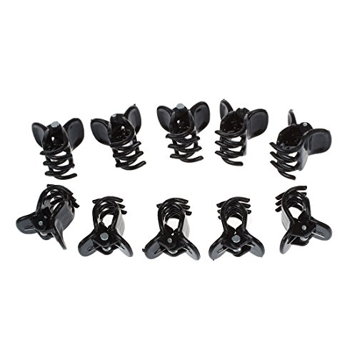 SODIAL (R) 10 Mischung Kleine Kunststoff Schwarz Haarspangen Klammer - 5