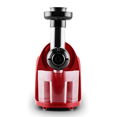 Klarstein Entsafter Saftpresse Slow Juicer (150W, 80 U/min, Auffangbehälter, Presswerk, Stopf-Stößel, Reinigungsbürste, große Einfüllöffnung) rot-schwarz - 3