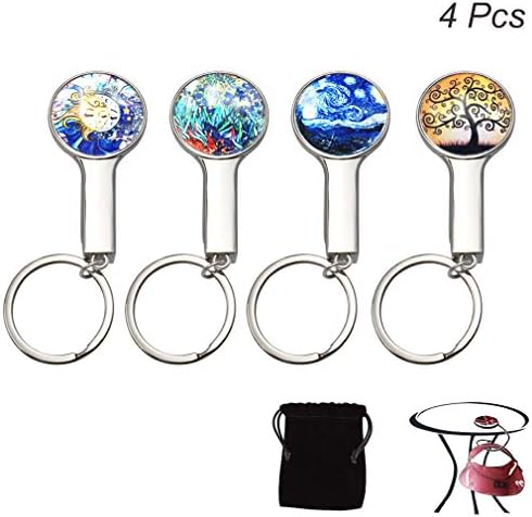 Creatiees 4Pcs Foldable Purse Hooks with Keychain, Folding Handbag Table Hangers Holder for Women Girls Bags Organizers Storage Decor Gift - Stylish & Portable(4 Mixed Styles)