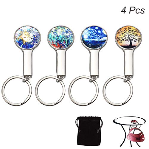 Creatiees 4Pcs Foldable Purse Hooks with Keychain, Folding Handbag Table Hangers Holder for Women Girls Bags Organizers Storage Decor Gift - Stylish & Portable(4 Mixed Styles)