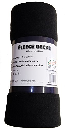 Heimtex Fleece Decke Fleecedecke 130x170 cm 140gsm Schwarz
