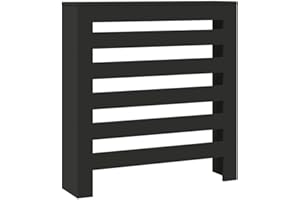 vidaXL Heizkörperverkleidung, Heizungsverkleidung Modernes Latten-Design, Heizkörperabdeckung für Wohnzimmer, Heizungsabdeckung, Schwarz 78x20x82cm Holzwerkstoff