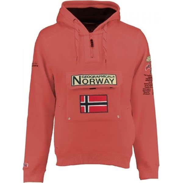 Felpa Con Cappuccio Geographical Norway GYMCLASS - Uomo, Blu Navy, Tasca Marsupio, 100% Poliestere - Foto 4