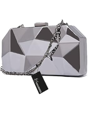 Kukubird Premium Metallic Diamond Shape Clutch Large Size Ladies PROM Party Geldbörse Clutch