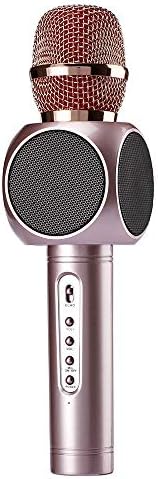 Wireless Microphone Karaoke Wireless Bluetooth Karaoke Microphone with Speaker for Home KTV Outdoor Picnic Family Party Music for iOS & Android Smartphone (Pink)