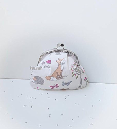 Purse / big coin purse / change purse / coin purse / Kiss lock purse / clasp purse / make up bag / clutch / woodland / fox / butterfly / owl / hedgehog / deer / gifts for her