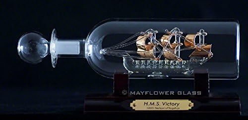 "H.M.S VICTORY" Ship In Glass Handmade Bottle Ornament Gilded for Home Decoration/ Gifts Presented By Sterling Effectz