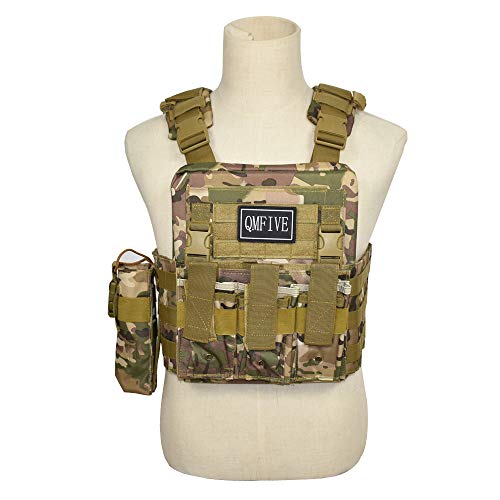 QMFIVE Veste Airsoft, Esercito Airsoft Tattica Assalto Caccia Carrier Molle Combattere Giubbotto (Ottimizzazione-JPC-MC)