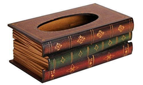 UChic 1PCS Retro Antique Book Design Wood Bathroom Facial Tissue Dispenser Box Cover Novelty Napkin Holder