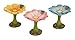 Produktbild Blume Vogeltränke 3 er Set gelb rosa blau Miniatur Fairy Garden Figur aus Kunstharz