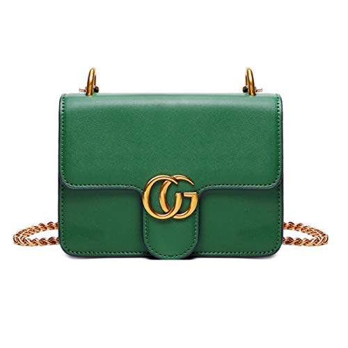 Preisvergleich Produktbild Kleine Goldkette Paket Einfache kleine quadratische Tasche Umhängetasche Retro Umhängetasche Mode Frauen Cross Body Bag (grün, 19 * 14 * 5cm)