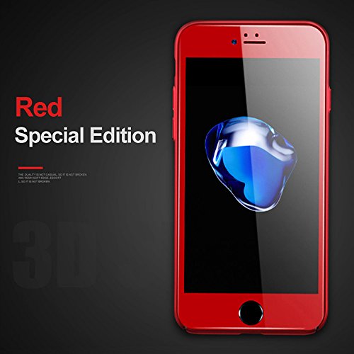 iPhone 7 Plus Panzerglas, VIUME Full-Cover HD Displayschutzfolie Edge to Edge 3D Panzerglasfolie 9H Tempered Glass Hartglas Glasfolie Handy Schutzglas Schutzfolie (5.5 Zoll) (Rot) - 2