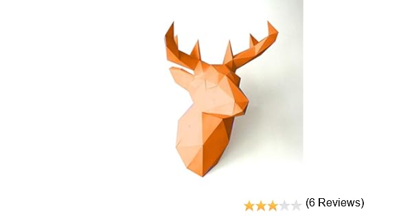 Trophée Animal Cerf Papier Origami 3d Clémentine