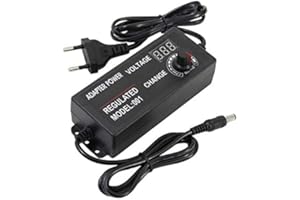 EUNEWR Adaptateur d'alimentation réglable avec Bouton Rotatif, Affichage numérique LED, Tension réglable Transformateur pour moniteurs LCD, Moteurs, Mini TV/DVD (9-24 V 3 A 72 W)