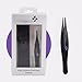 Precision Tweezers for Ingrown Hair - Best Stainless Steel Professional Pointed Tweezer – Eyebrow and Splinter Removal Tweezers, Pointed Tip for Stubble, Facial Hair- Perfectly Aligned Tips in Black, 100% Money-Back Guarantee of Satisfaction!
