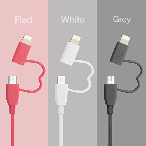 [Apple MFI Zertifiziert] GGMM 2in1 USB Lightning & Micro USB Kabel Verbindungskabel von Micro USB und Lightning Anschluss auf USB, 1M Apple Lightning Ladekabel für iPhone, iPad & iPod Rot, Android Geräte, Power Bank usw. (Grau) - 8