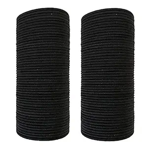 HoneyLush 2 mm Thin, Sleek Womens/Girls Elastic Black Rubber Bands Hair Ties Ponytail Holder(25 PCS)