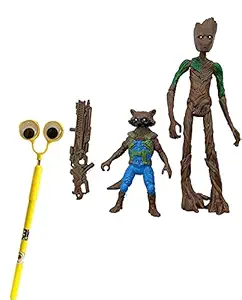 FULLKART Actions Infinity War 4 Endgame Action Legends Figure Toys for Children with 1 Assured Free Free Gen Pen with Googly Design1 Pc (Groot with Rocket)