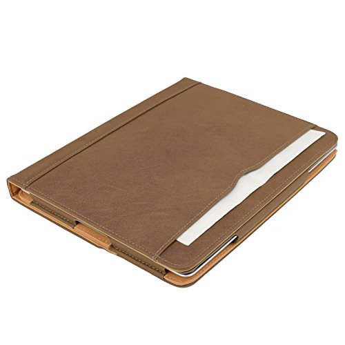 Madcase Apple iPad Air 2 / Air Smart Case Etui Faux Ledertasche Hülle mit Auto Schalf und Wach Sleep-Funktion inkl. Displayschutzfolie und Stylus Touch stift – Braun / Beige - 4