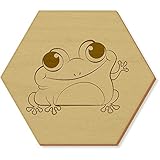 Azeeda 6 x 'Rana Feliz' 95mm Hexágono De Madera Posavasos (CR00031779)