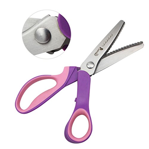 Zackenscheren, P.LOTOR Stoffschere Zickzackschere für Stoffe Schneiderschere mit Komfortgriff 24cm(9,3 Inches), Scalloped-Purple - 7