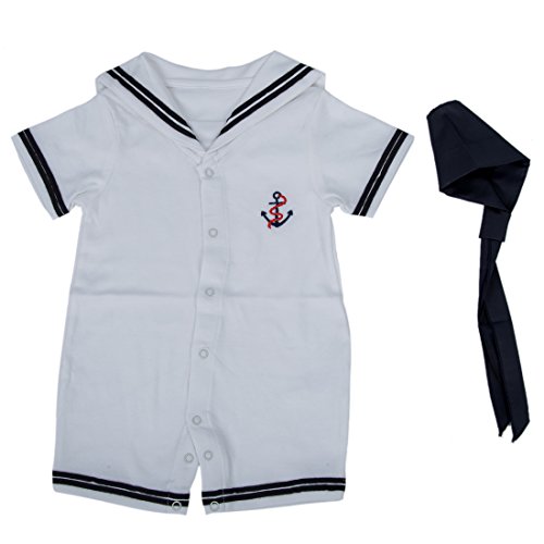 TOOGOO(R) Vestiti di estate del pagliaccetto del bambino, neonati, vestiti del neonato, vestiti di stile del blu marino, bambino in generale, bebe, vestito da bambino bianco 13-18M