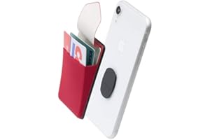 Sinjimoru Mini Geldbörse fürs Handy abnehmbar, Slim Wallet mit Wireless Charging Support, Visitenkarten Etui, Smart Wallet für iPhone & Android. Sinji Mount Flap Rot