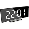 Digital Alarm Clock Bedside,Portable LED Alarm Clock with USB Port,7" Curved Screen, Snooze Nightlight, Loud Alarm, Kids Clocks for Bedroom,Non-Ticking Clock