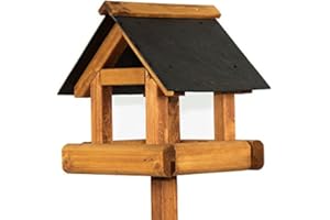 Riverside Woodcraft Sherringham Slate Roof Bird Table With Anti Bacteria Coating