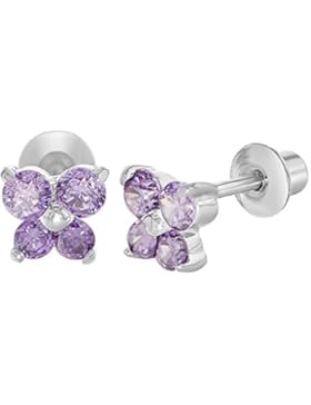 In Season Jewelry Baby - Schraubverschluss Ohrringe Schmetterling Rhodiniert Lila Kristall