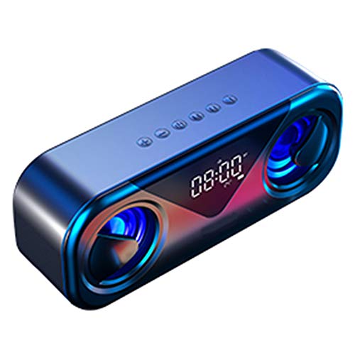 Preisvergleich Produktbild Kabellose Bluetooth 5.0-Lautsprecher, Stereoanlage Mit Zwei Lautsprechern, LED-Lautsprecherblitz, Zeitanzeige, 16-Stunden-Wiedergabezeit, Integriertes Mikrofon Für Smartphones, Pcs Und Laptops