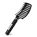 Black Boar Bristle Brush for Healthy Hair, Nylon Detangling Pins Vent Brush for Fast Blow Drying, Hair Care Scalp Massager for Hair Growth, Frizz Control Curved Hair Brush Detangling Comb