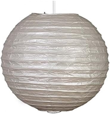 1 x 12in (30cm) Silver Round Paper Lantern lampshade with Regular Wire Ribbing