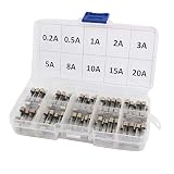 Voltaje: 250V TOMALL 10 Valores 100 piezas Fusibles de vidrio de soplado rápido Surtidos Kit 5x20mm 250V 0.2A 0.5A 1A 2A 5A 8A 10A 15A 20A 30A