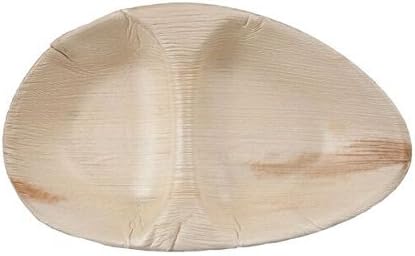 Premium Palm Leaf Plate, Two Sections, 26 x 16.5 x 3 cm, Pack of 25)