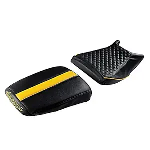 Elegant Bike Seat Cover for Bajaj Dominar 400 (Cameo Black & Yellow)