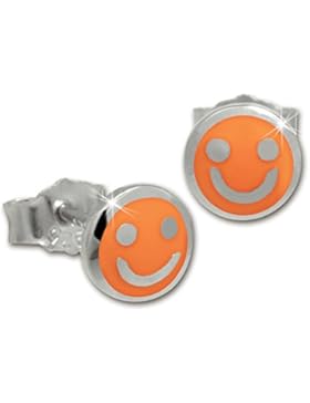 Kinder Ohrring Smiley orange Silber Ohrstecker Kinderschmuck TW SDO208O