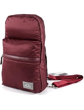 Nylon FX CREATIONS Laptop Pad Rucksack Schultertasche Freizeit Umhaengetasche weinrot 20 x 32.5 x 5.5cm