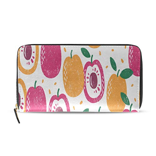 Preisvergleich Produktbild Pfirsich Früchte kleine süße lange Pass Kupplung Geldbörsen Reißverschluss Brieftasche Fall Handtasche Geld Veranstalter Tasche Kreditkarteninhaber für Dame Frauen Mädchen Männer Reisen Geschenk