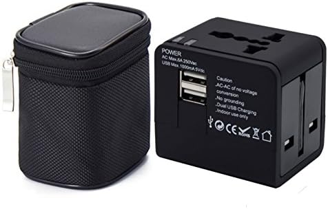 Universal Travel Adapter Worldwide All in One Electric Plugs Sockets Converter ,Power Adapter Plug with Dual USB Ports Charging 2.1A International Travel Plug Adapter Charger for Apple,Android&amp;Camera