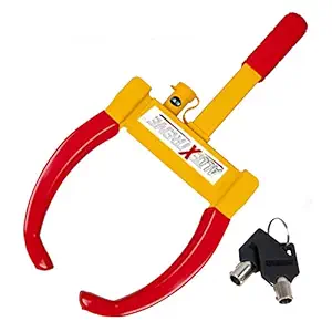 AllExtreme CQ6994B Heavy Duty Anti Theft Wheel Lock Clamp Anti-Theft Towing Parking Boot Tire Claw Adjustable for Auto Car Truck with Two Keys