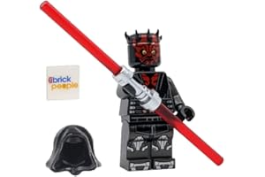 LEGO Star Wars Figurine Dark Maul avec armure argentée métallisée, capuche, cape et double sabre laser