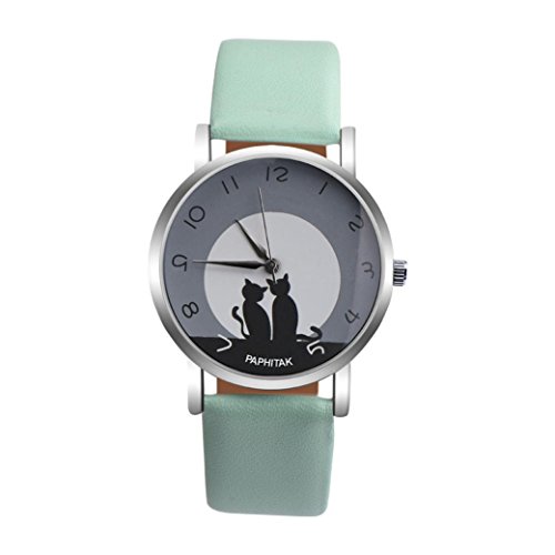 Preisvergleich Produktbild Uhren Dellin Damen Cute Cat Kunstleder Analog Quarzuhr (H)