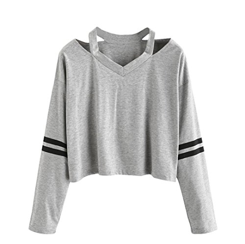 Tonsee Femmes Mode Blanc Lettre Imprimer Surgir Sweat-shirt Top Blouse (S, Gris2)