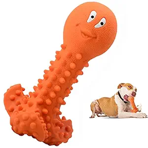 Squeaky Dog Toys for Aggressive Chewers Large Breed, Medium Dogs, Natural Durable Rubber 7?? Dog Chew Toys Orange