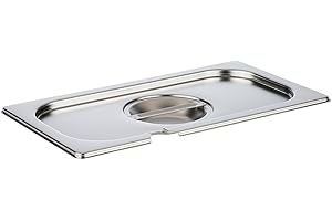 APS 81391 GN 1/3 coperchio con incavo per cucchiaio, acciaio inossidabile, dimensioni 175 x 325 mm/altezza 30 mm