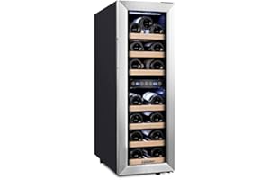 Kalamera Frigorifero per vini, 19 bottiglie, compressore, 75 litri, zone di temperatura 5-10°C/10-18°C, altezza 88 cm, KRC-75BSS
