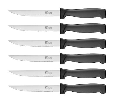 Pradel Excellence - 7030-6N - Lot de 6 Couteaux à Steak, Manche Noir