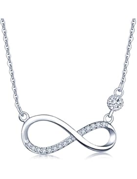 Unendlich U Fashion Unendlichkeit Zeichen Damen Halskette 925 Sterling Silber Zirkonia Anhänger Kette mit Anhänger...