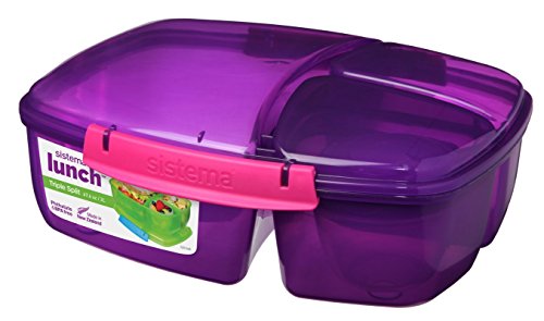 Sistema Lunchbox mit 3 Fächern, 2 l, erhältlich in Blau / Grün / Pink / Violett violett